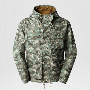 Men's The North Face M66 Utility Rain Jackets Olive Camo | NZ-8563074