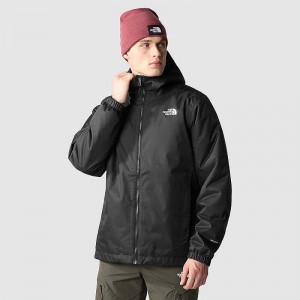 Men's The North Face Quest Rain Jackets Black / White | NZ-9083627